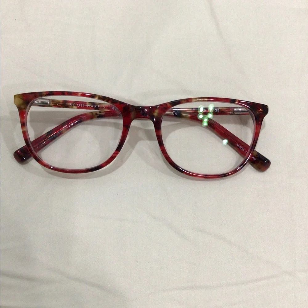 Scott Harris Europa SH-602 Red/Zebra Full Rim Oval Eyeglasses Frames